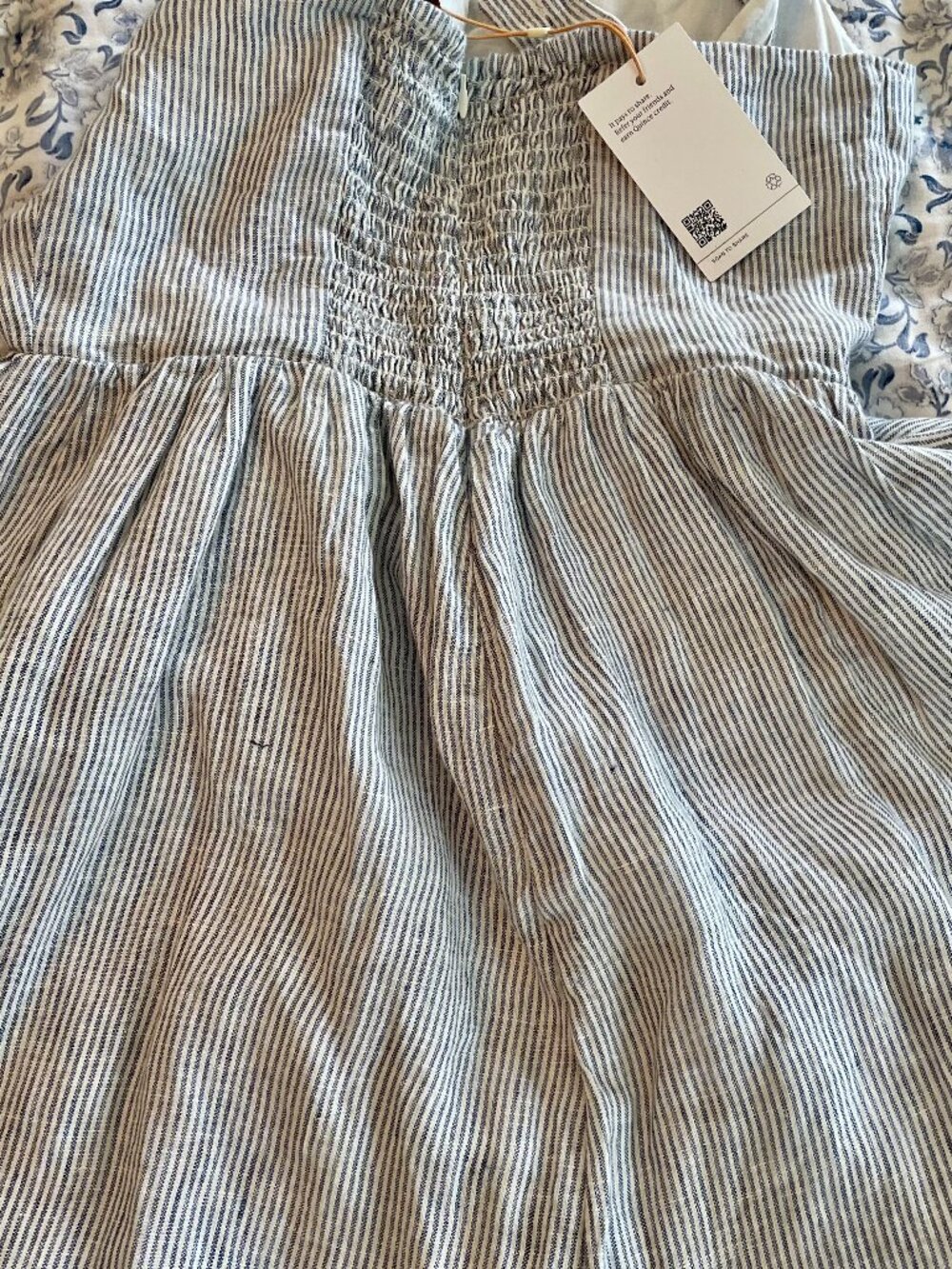NWT QUINCE 100% European Linen Fit & Flare STRIPED Midi Dress, sz S - Picture 8 of 10